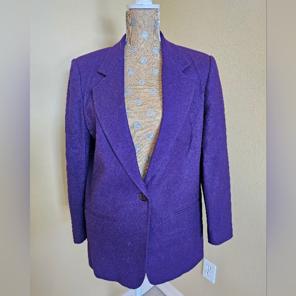 Sag Harbor 100% Pure New Wool Blazer Purple Vintage Size 8